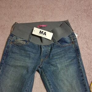 Maternal America Denim Maternity Jeans with Gray Waistband